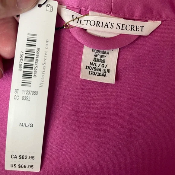 Victoria's Secret NWT Pink Satin Style Robe size M/L - Picture 2 of 7